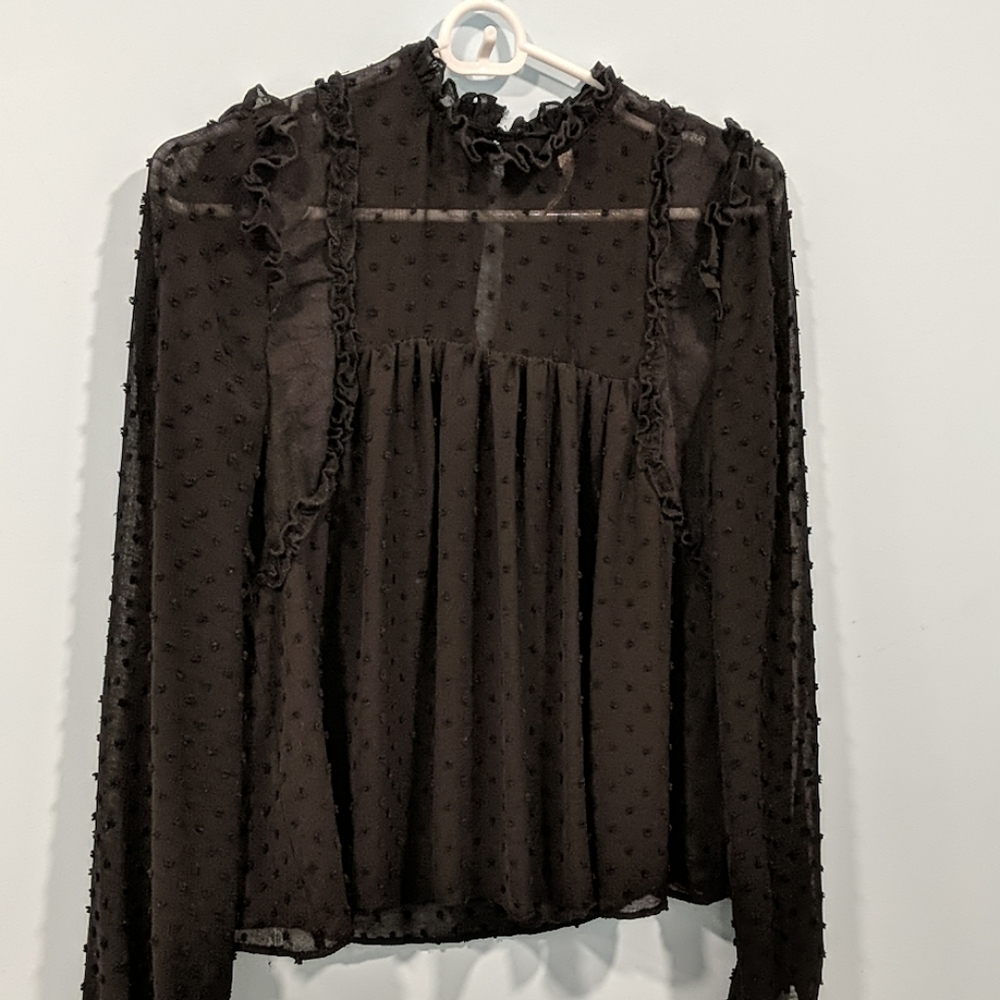 Zara High Neck Black Blouse